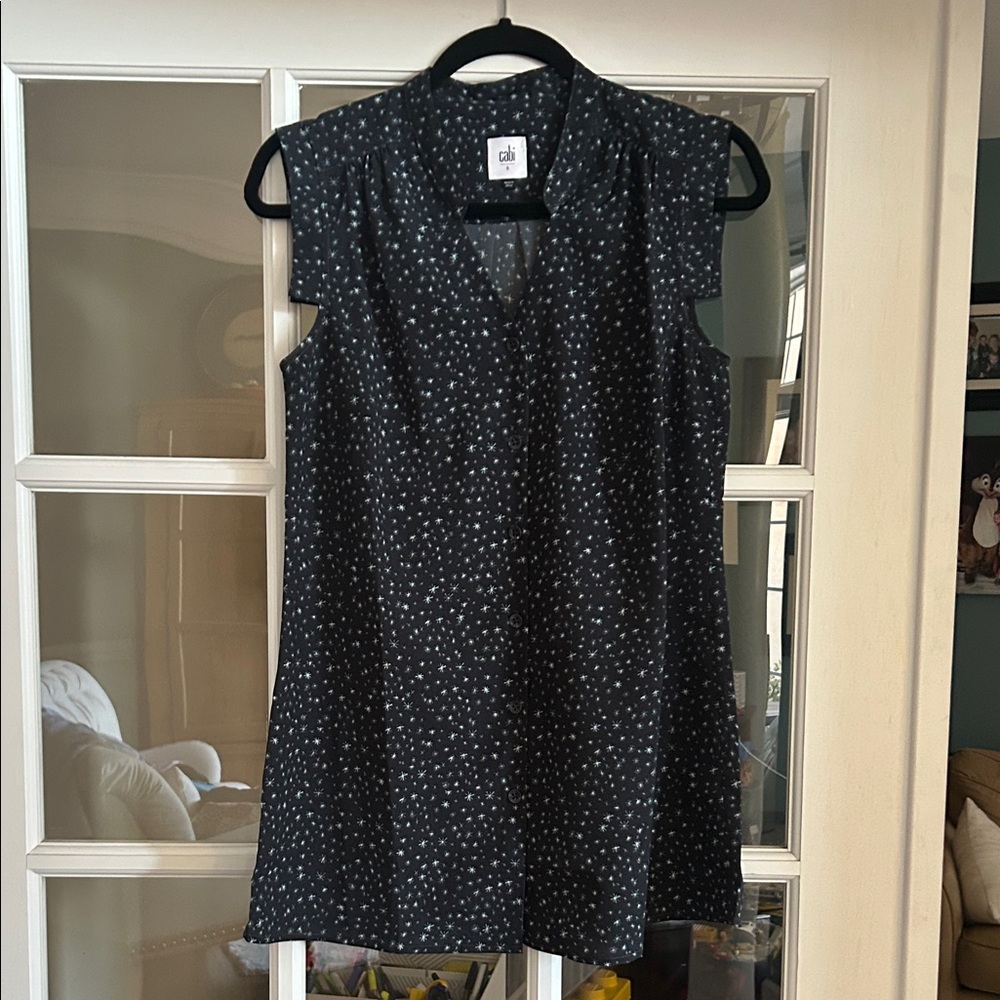 CAbi Black and White Patterned Mini Dress